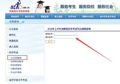 河南自学考试成绩查询入口